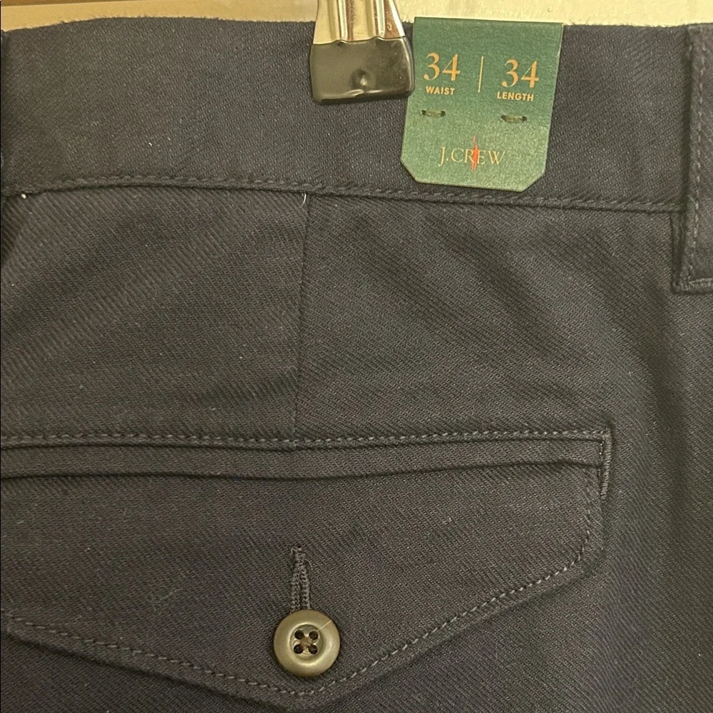 NWT J. Crew Men's Straight-fit creased stretch cotton-blend twill trouser Navy